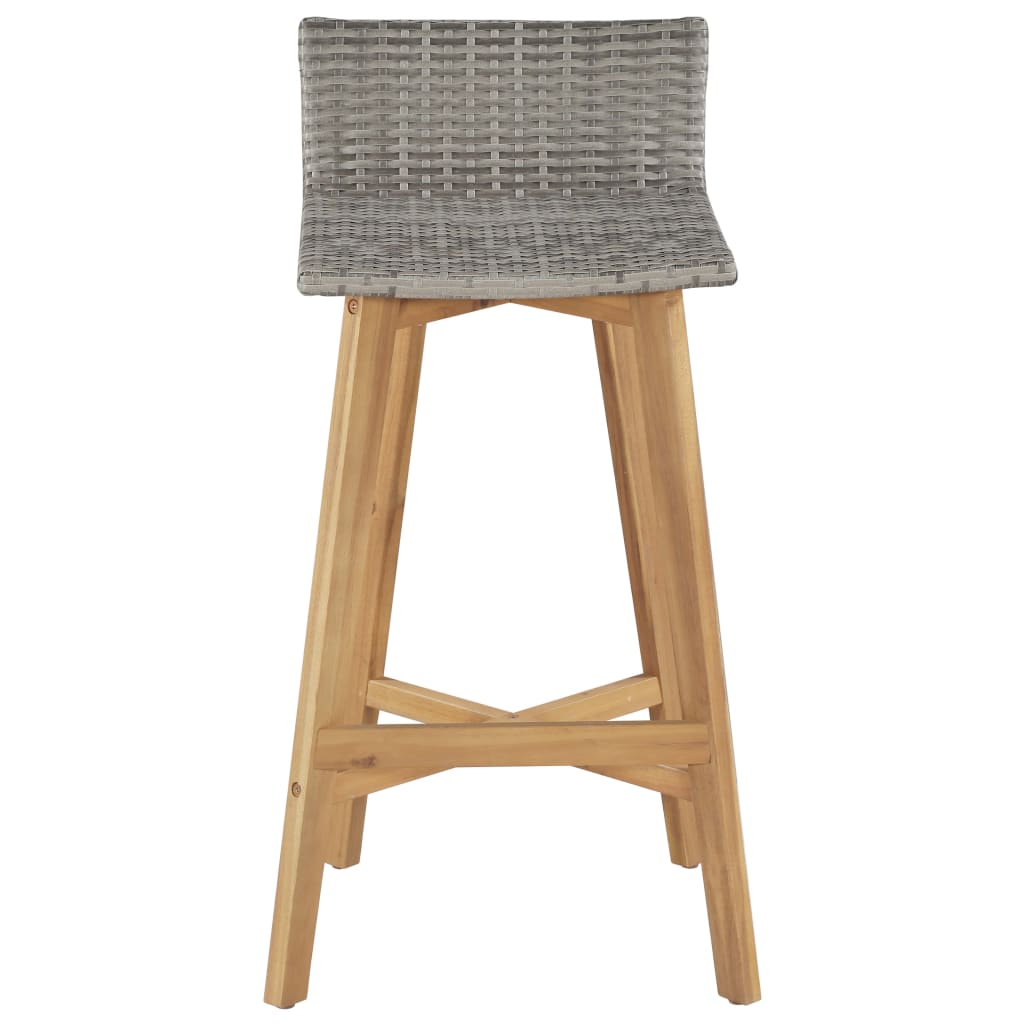 vidaXL Bar Chair | Set of 2 | Brown | Solid acacia wood | Standard | Footrest
