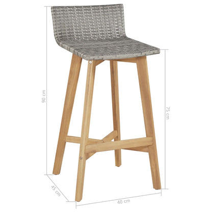 vidaXL Bar Chair | Set of 2 | Brown | Solid acacia wood | Standard | Footrest
