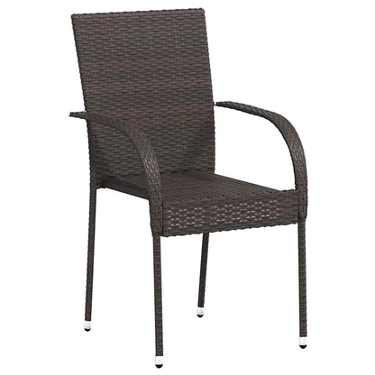 44237 vidaXL Stackable Outdoor Chairs 2 pcs Poly Rattan Brown