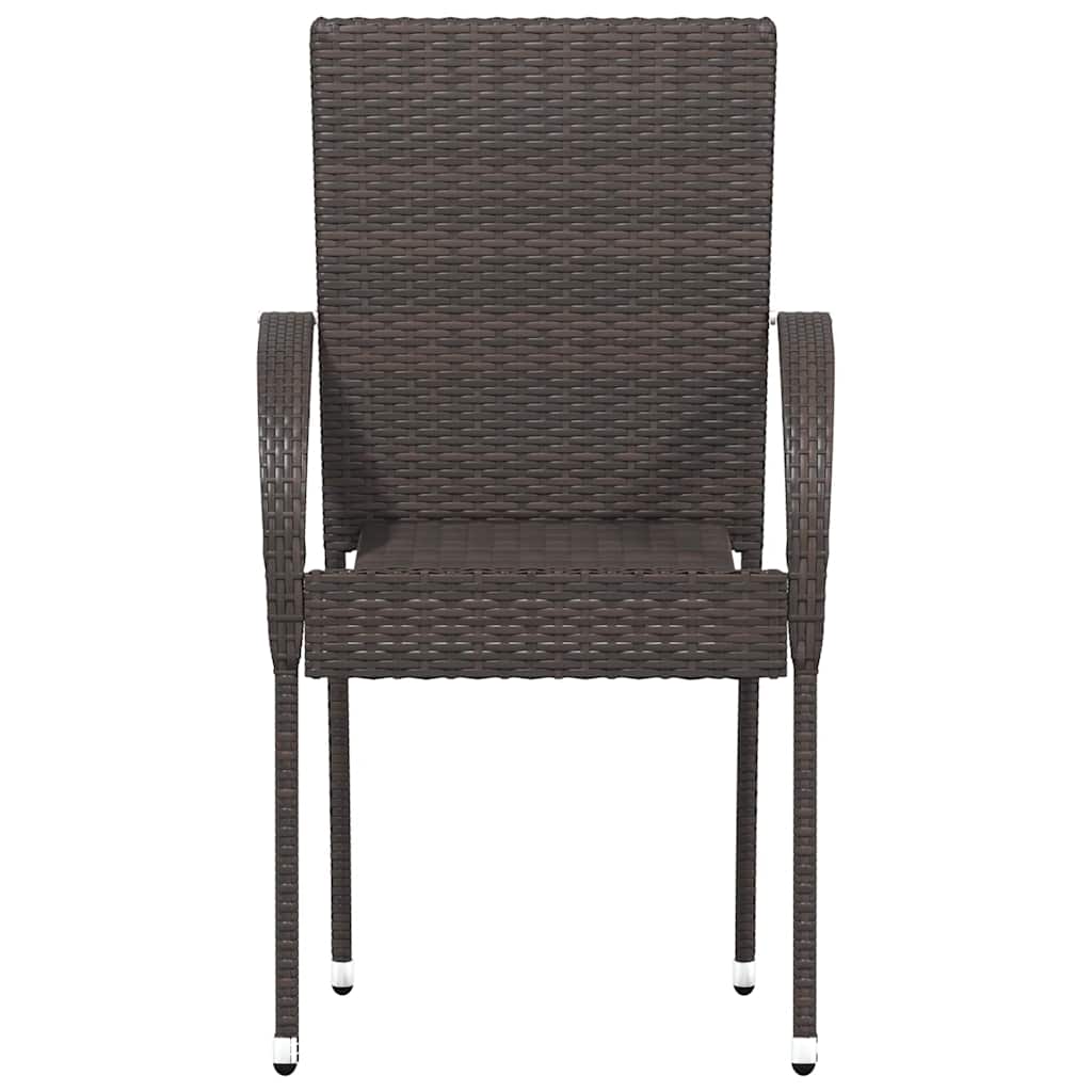 44237 vidaXL Stackable Outdoor Chairs 2 pcs Poly Rattan Brown