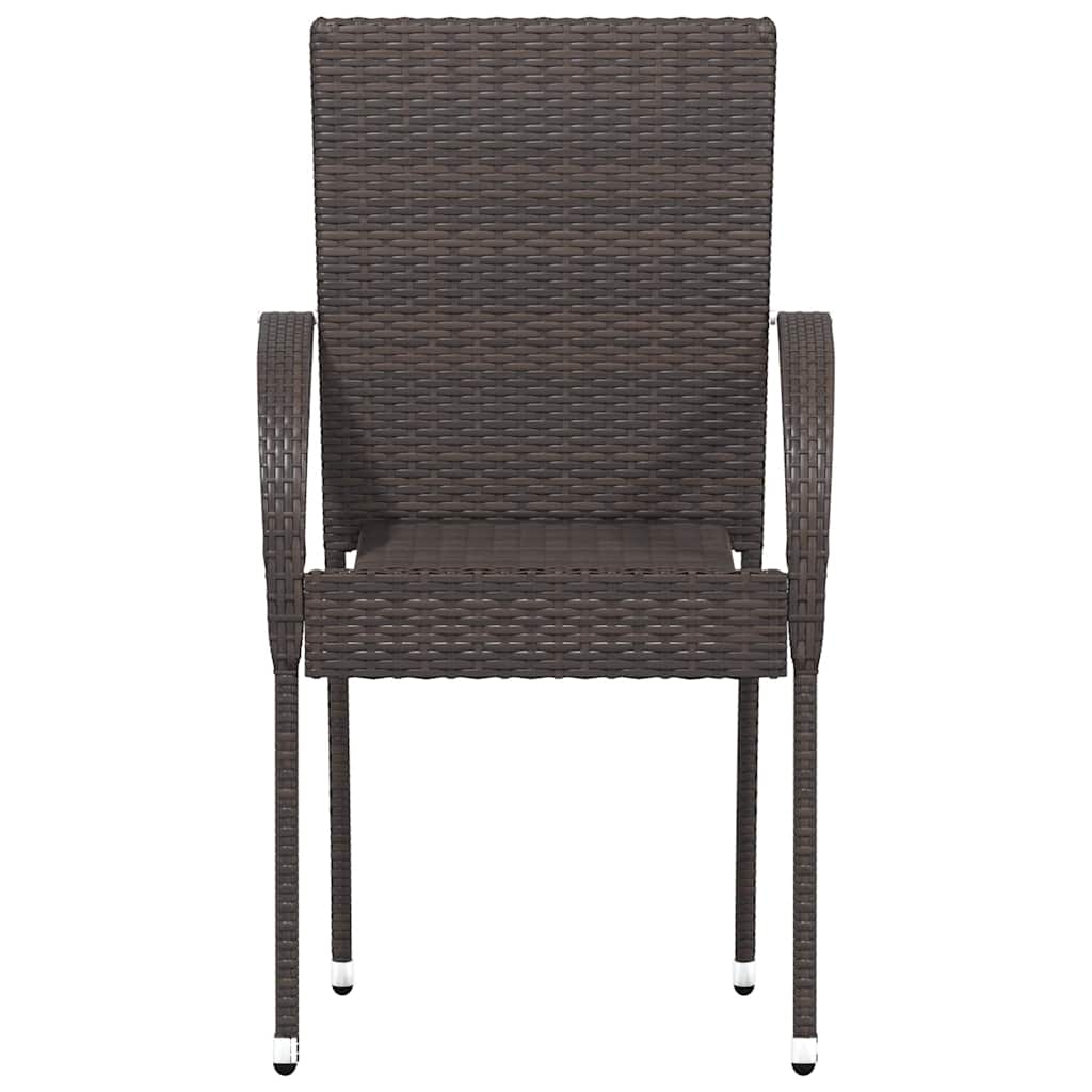 vidaXL Dining Chair | Set of 2 | Brown | Poly Rattan | Standard | Stackable