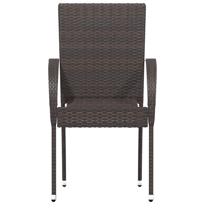 vidaXL Dining Chair | Set of 2 | Brown | Poly Rattan | Standard | Stackable