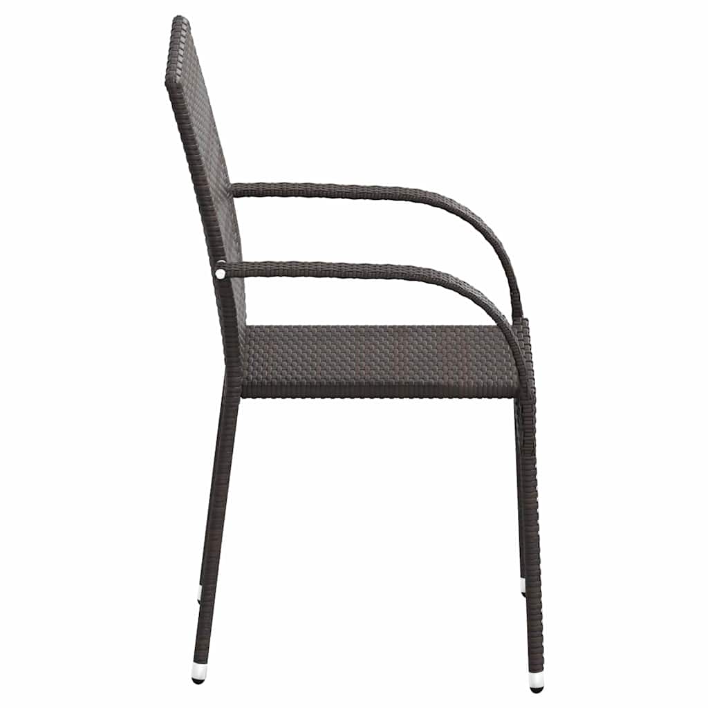 44237 vidaXL Stackable Outdoor Chairs 2 pcs Poly Rattan Brown