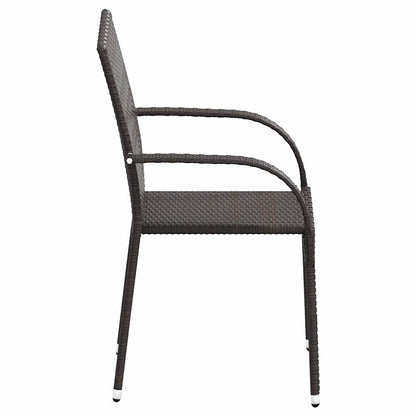 44237 vidaXL Stackable Outdoor Chairs 2 pcs Poly Rattan Brown