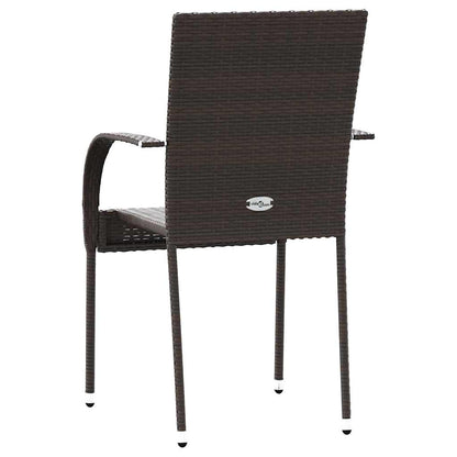 44237 vidaXL Stackable Outdoor Chairs 2 pcs Poly Rattan Brown