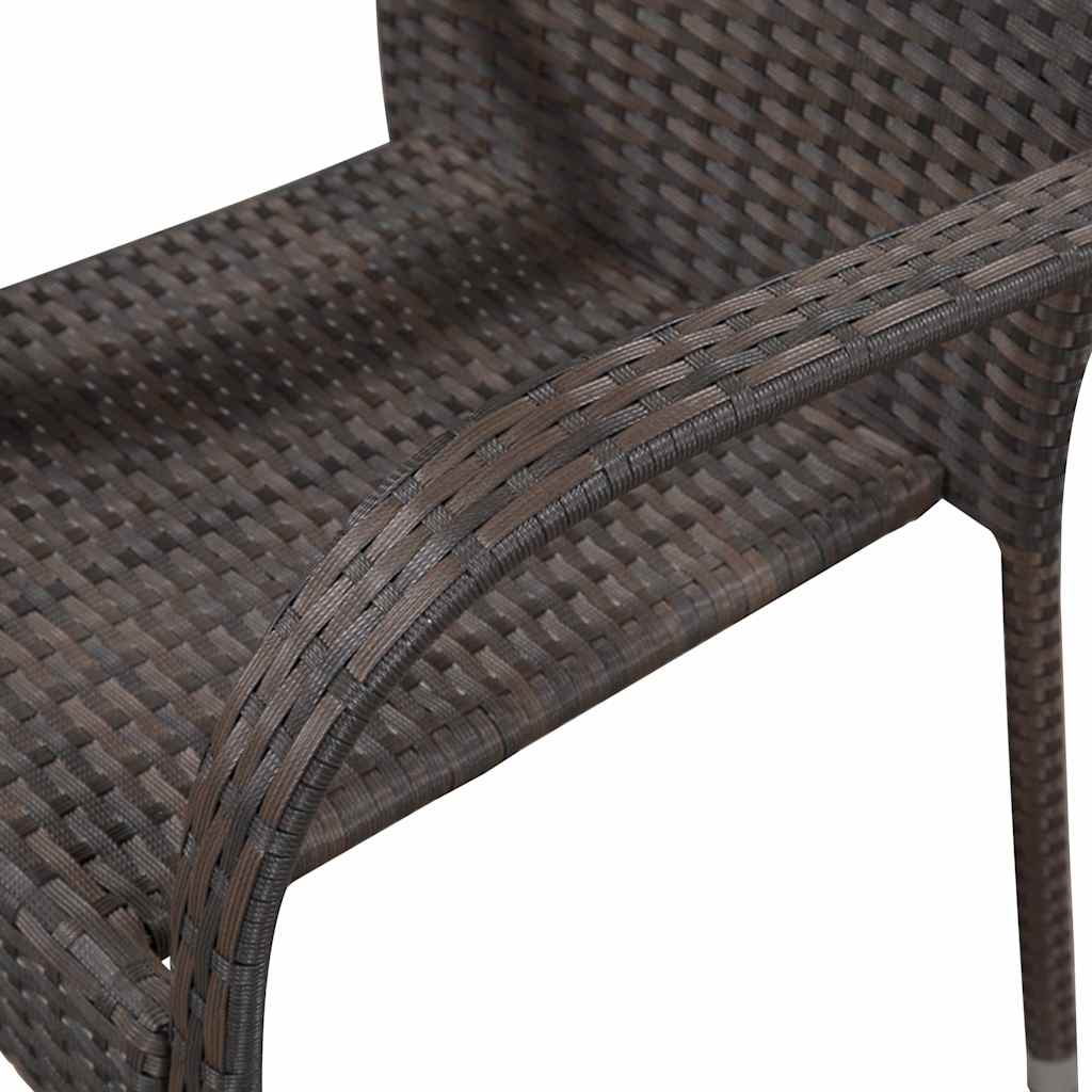 44237 vidaXL Stackable Outdoor Chairs 2 pcs Poly Rattan Brown