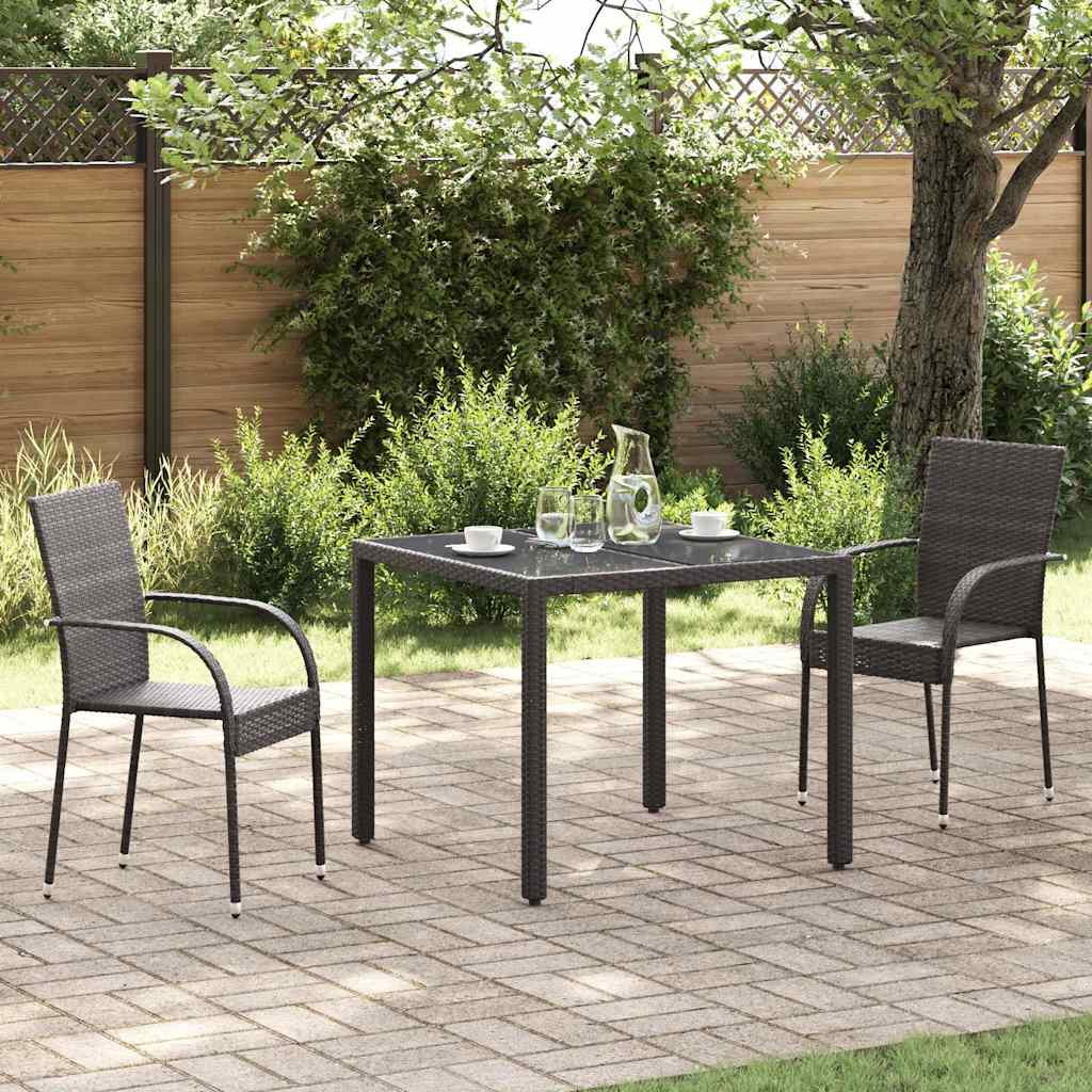 vidaXL Dining Chair | Set of 2 | Brown | Poly Rattan | Standard | Stackable