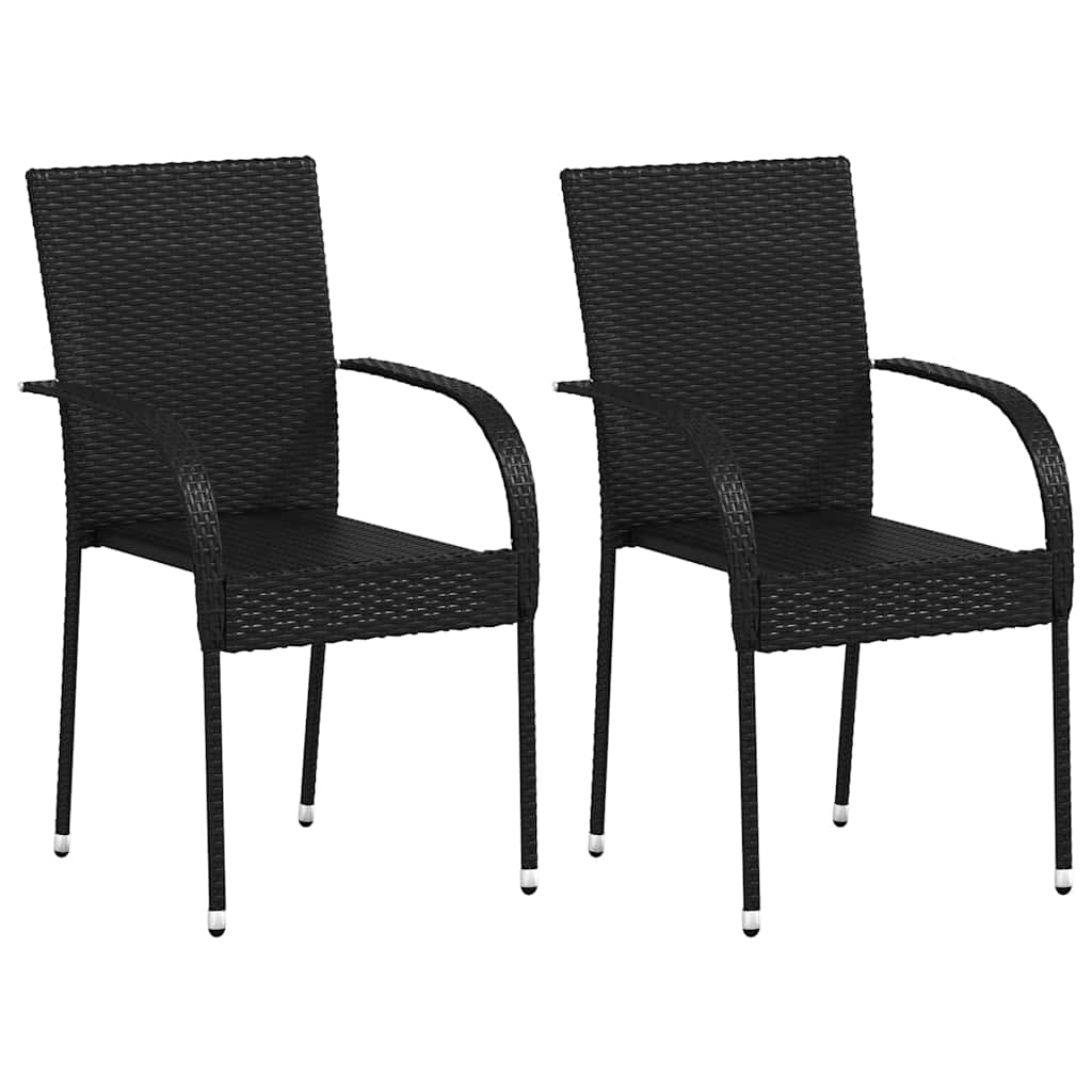 vidaXL Dining Chair | Set of 2 | Black | PE rattan and powder-coated steel