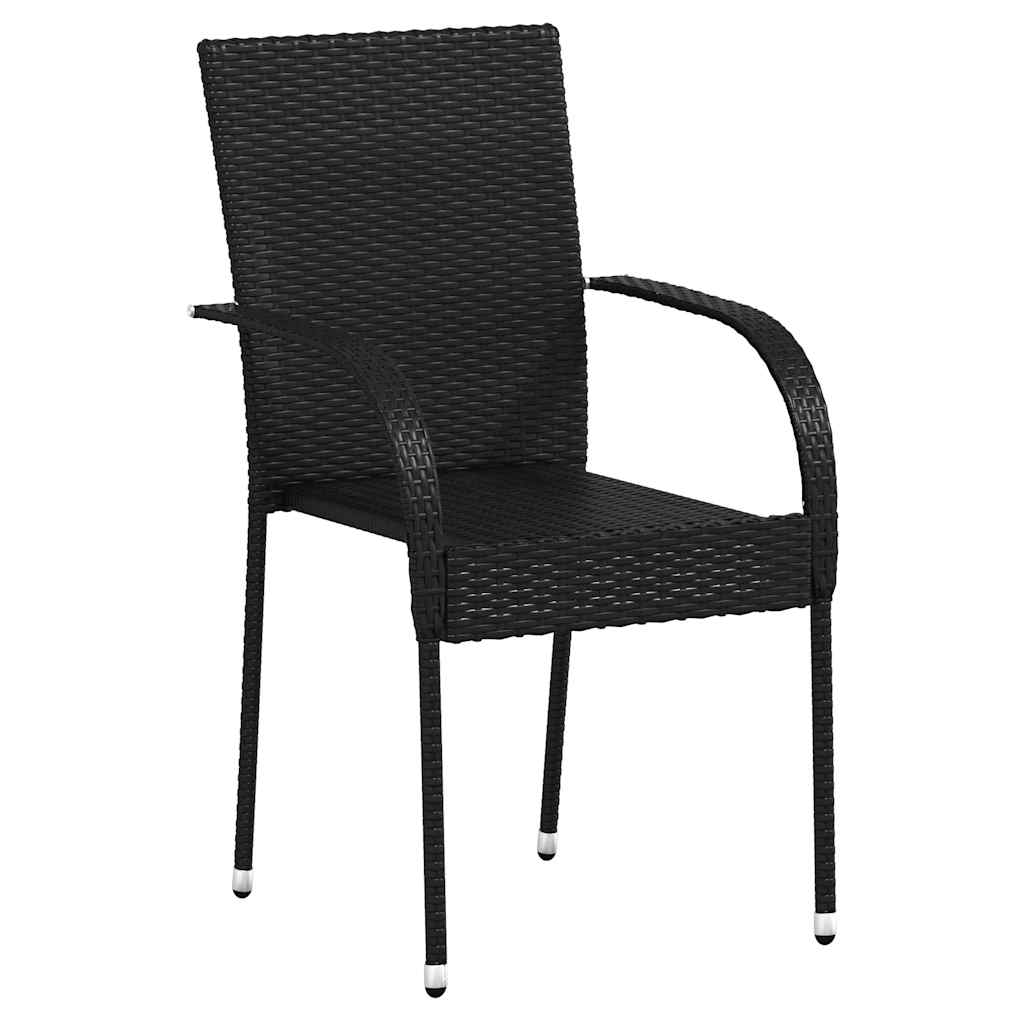 44238 vidaXL Stackable Outdoor Chairs 2 pcs Poly Rattan Black