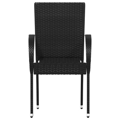 44238 vidaXL Stackable Outdoor Chairs 2 pcs Poly Rattan Black