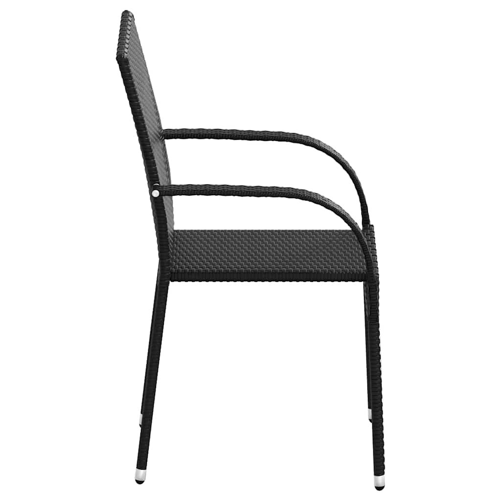 44238 vidaXL Stackable Outdoor Chairs 2 pcs Poly Rattan Black
