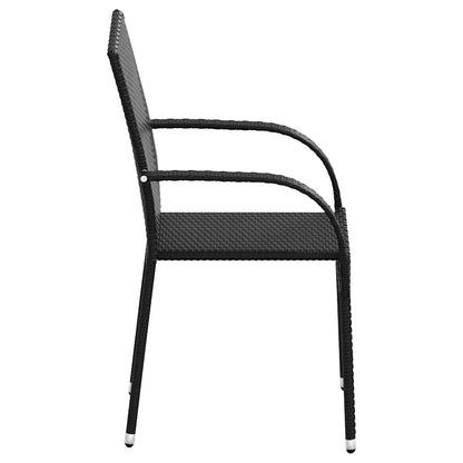 44238 vidaXL Stackable Outdoor Chairs 2 pcs Poly Rattan Black
