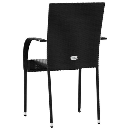 44238 vidaXL Stackable Outdoor Chairs 2 pcs Poly Rattan Black