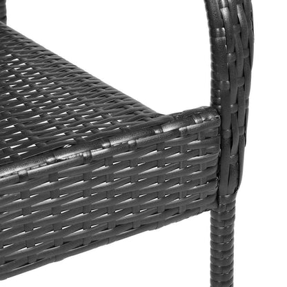 vidaXL Dining Chair | Set of 2 | Black | PE rattan and powder-coated steel