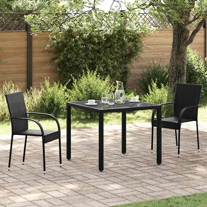 vidaXL Dining Chair | Set of 2 | Black | PE rattan and powder-coated steel