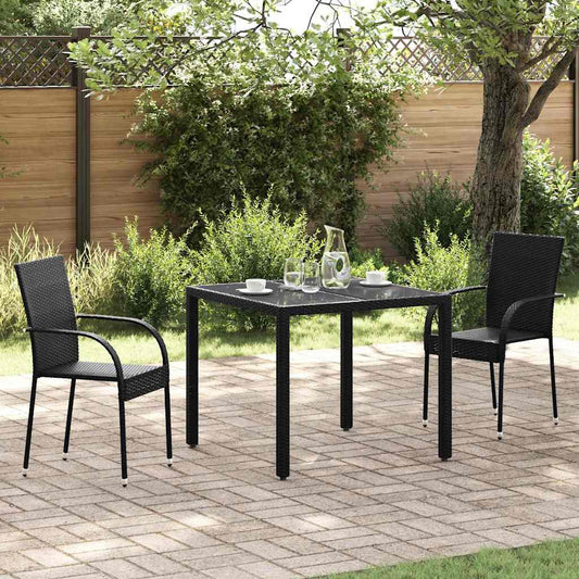 44238 vidaXL Stackable Outdoor Chairs 2 pcs Poly Rattan Black