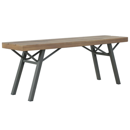vidaXL Garden Bench | Brown and Grey | Solid Acacia wood and Steel | 120 cm