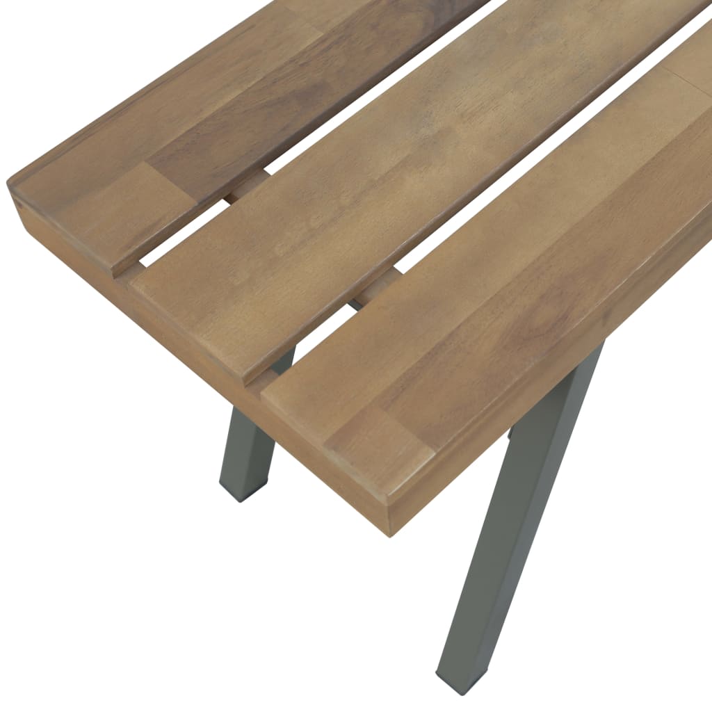 vidaXL Garden Bench | Brown and Grey | Solid Acacia wood and Steel | 120 cm