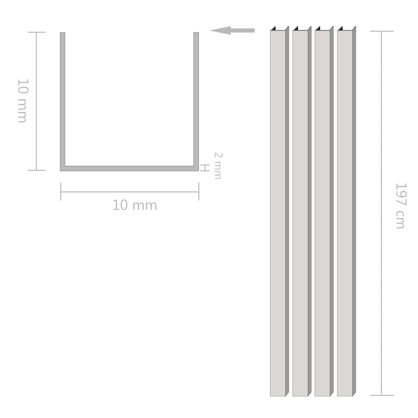 vidaXL Molding Aluminum