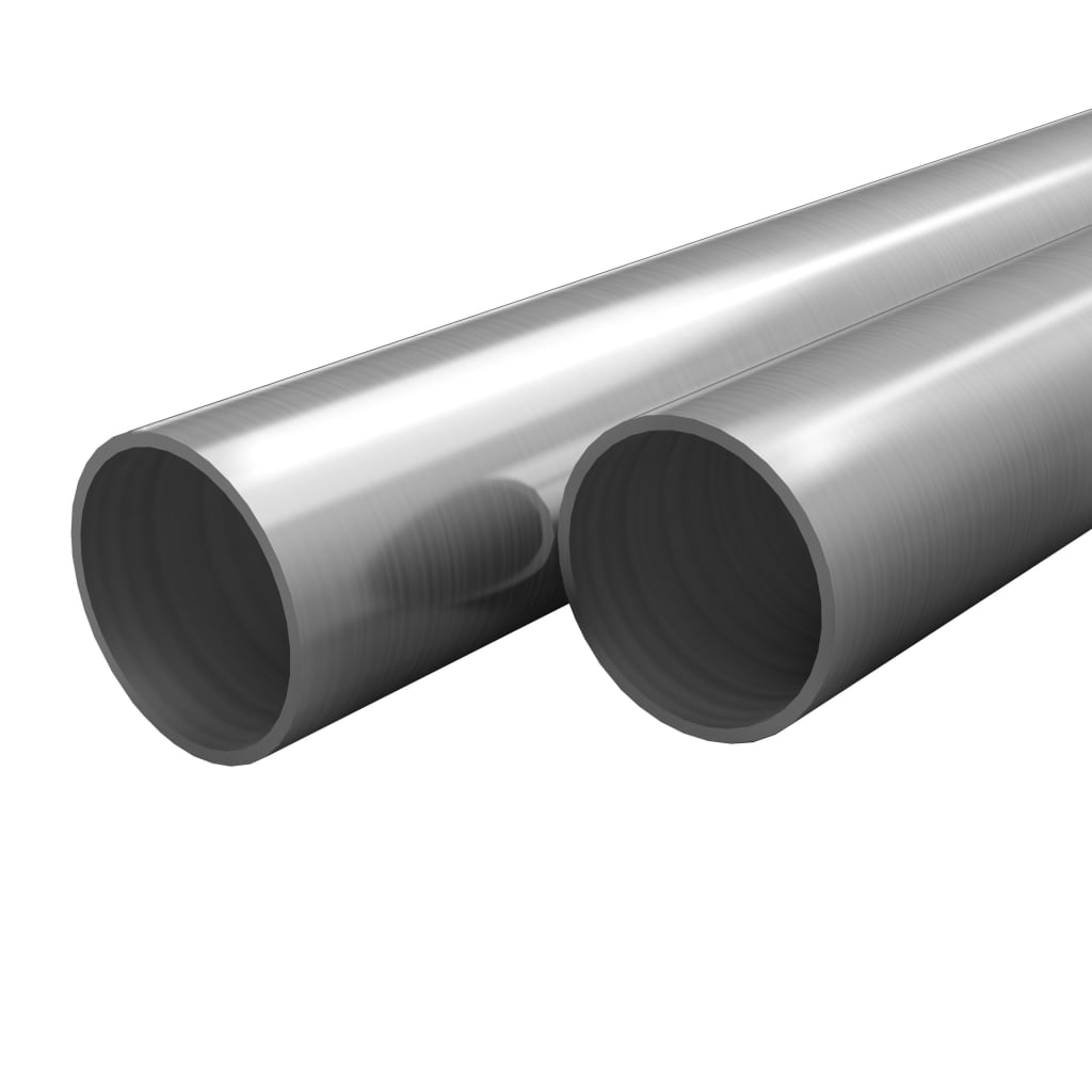 143192 vidaXL 2 pcs Stainless Steel Tubes Round V2A 2m Ø42x1,8mm