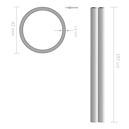 143192 vidaXL 2 pcs Stainless Steel Tubes Round V2A 2m Ø42x1,8mm