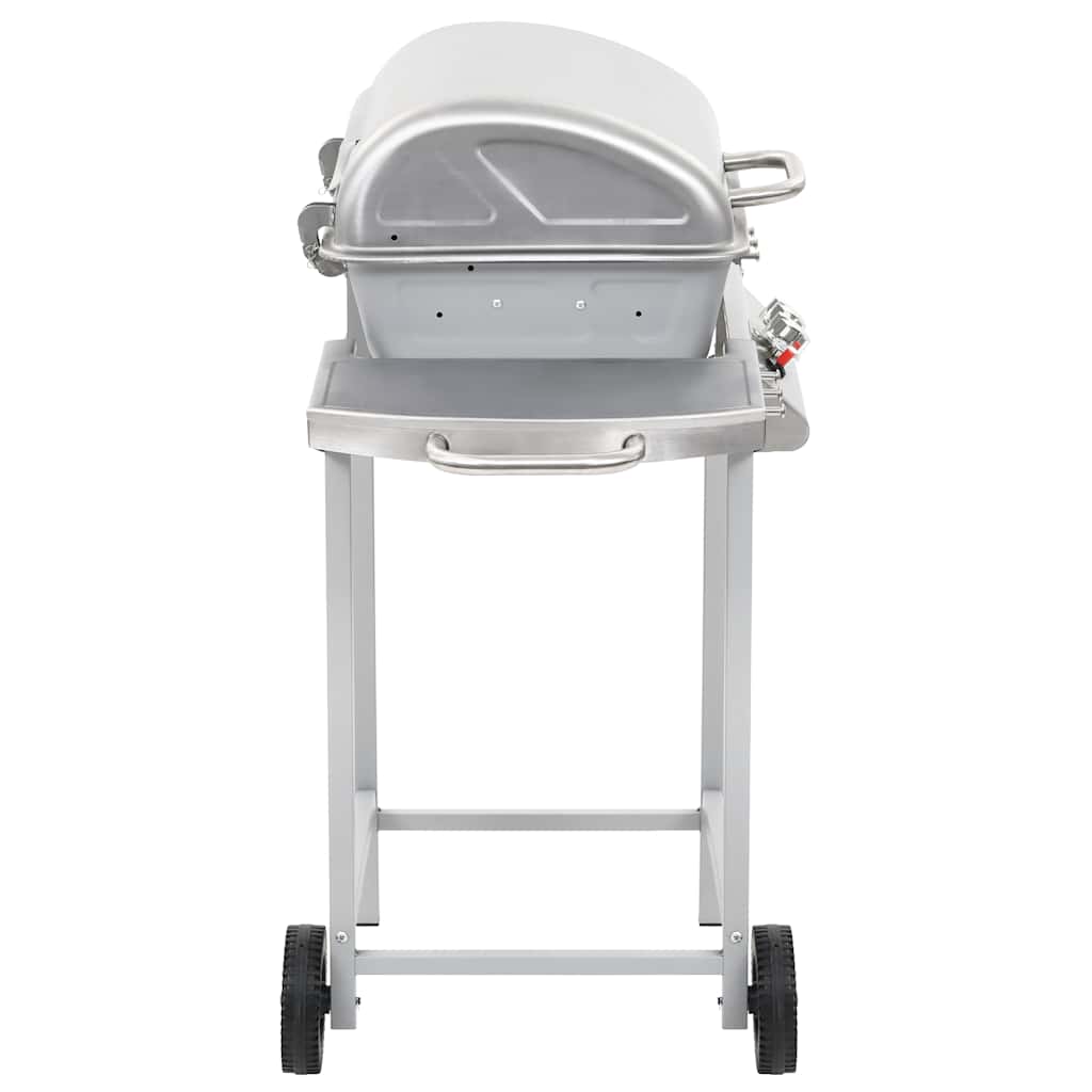 vidaXL Gas BBQ Grill with 2 Cooking Zones Silver Stainless Steel