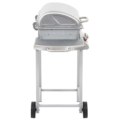 vidaXL Gas BBQ Grill with 2 Cooking Zones Silver Stainless Steel