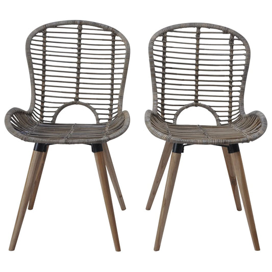 vidaXL Dining Chairs 2 pcs Brown Natural Rattan