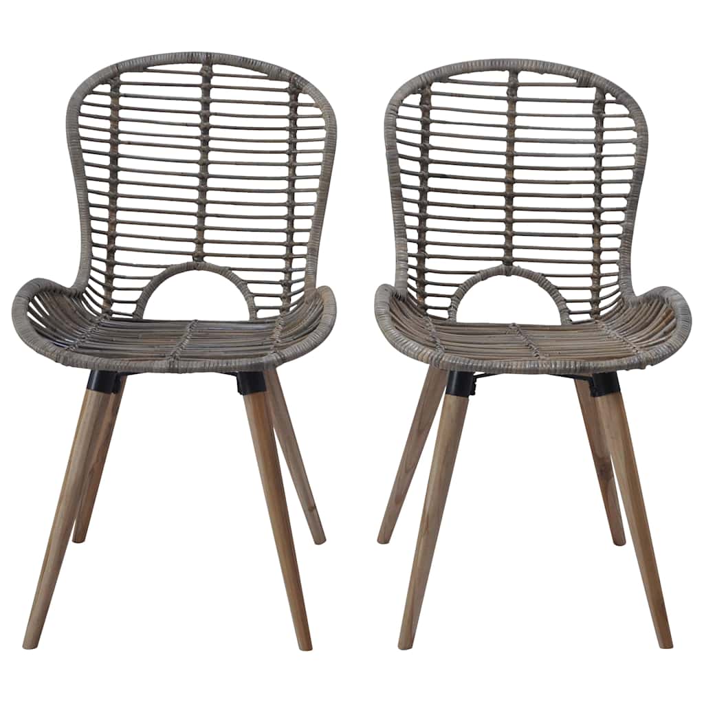 vidaXL Dining Chairs 2 pcs Brown Natural Rattan