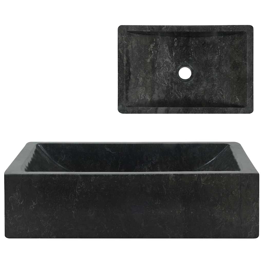142772 vidaXL Sink 45x30x12 cm Marble High Gloss Black