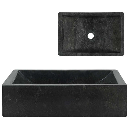 142772 vidaXL Sink 45x30x12 cm Marble High Gloss Black