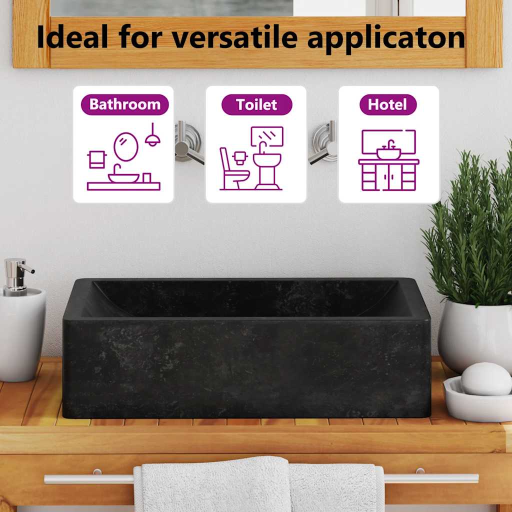 142772 vidaXL Sink 45x30x12 cm Marble High Gloss Black