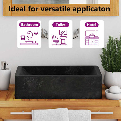 142772 vidaXL Sink 45x30x12 cm Marble High Gloss Black