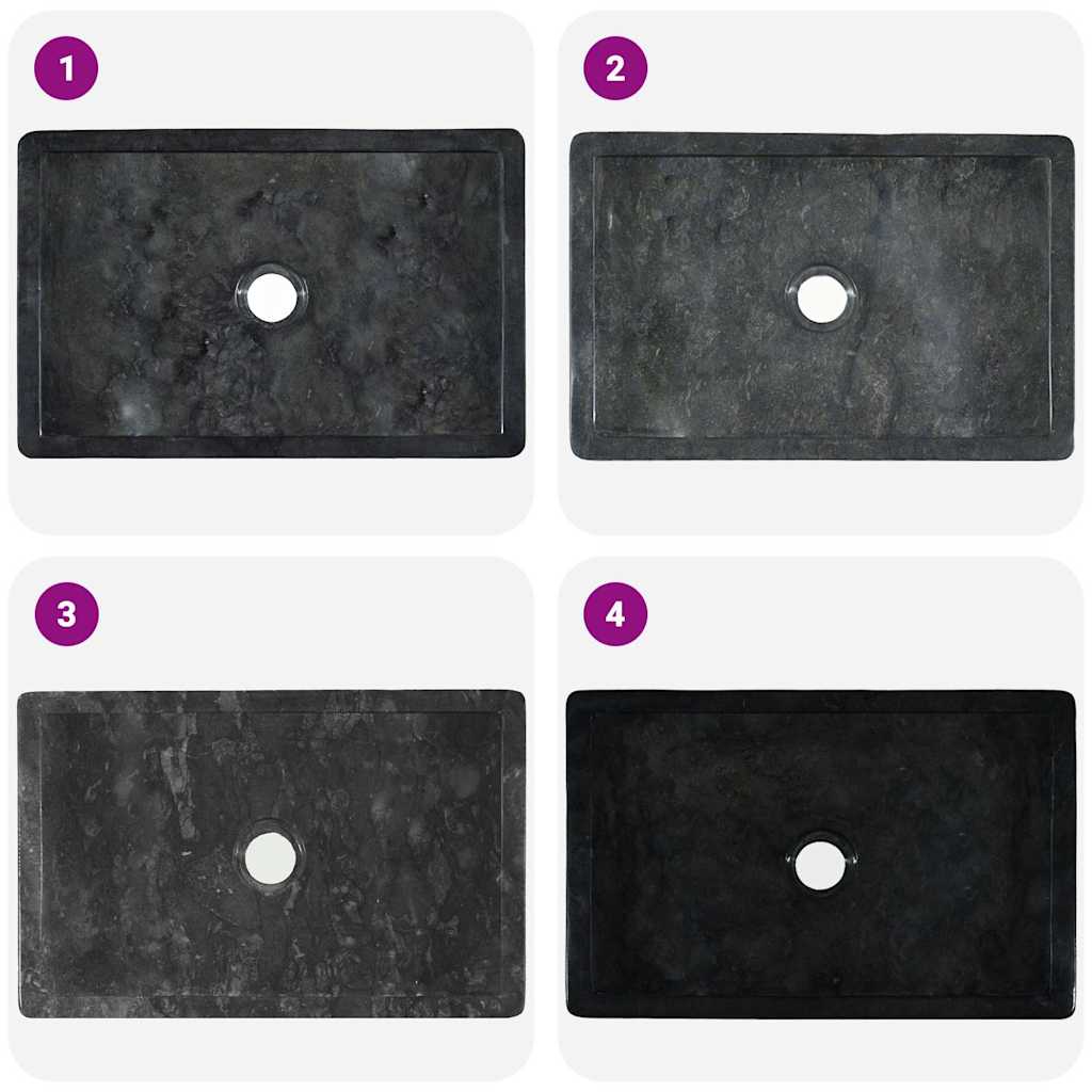 vidaXL Sink 45x30x12 cm Marble High Gloss Black
