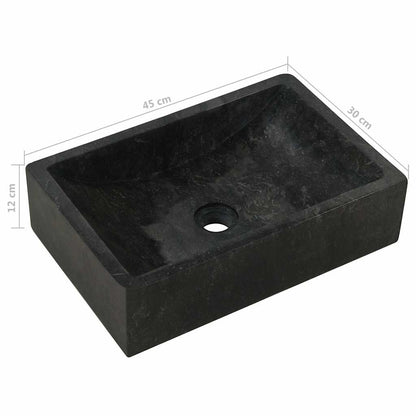vidaXL Sink 45x30x12 cm Marble High Gloss Black