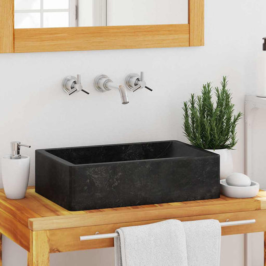 vidaXL Sink 45x30x12 cm Marble High Gloss Black