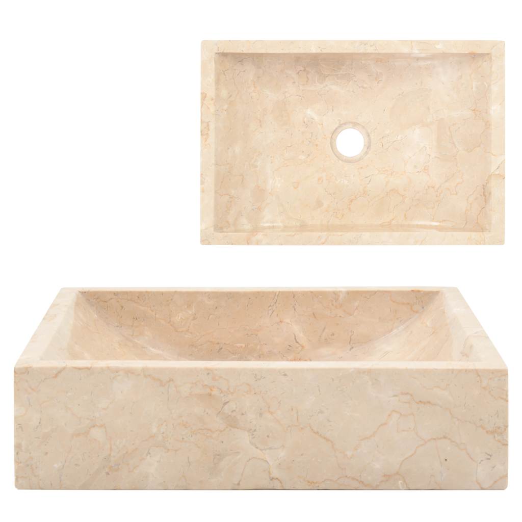 142773 vidaXL Sink 45x30x12 cm Marble High Gloss Cream