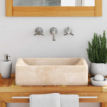 vidaXL Sink 45x30x12 cm Marble High Gloss Cream