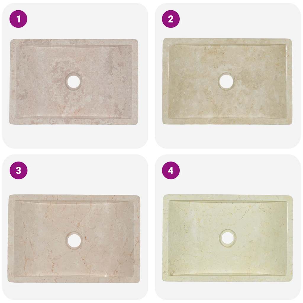 vidaXL Sink 45x30x12 cm Marble High Gloss Cream