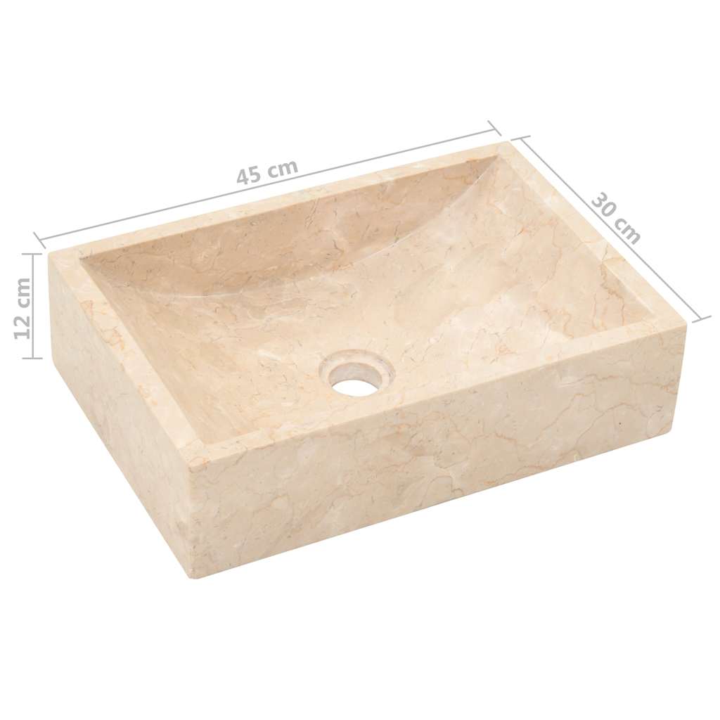 vidaXL Sink 45x30x12 cm Marble High Gloss Cream