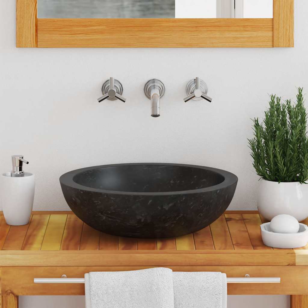 vidaXL Sink 40x12 cm Marble Black