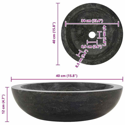 vidaXL Sink 40x12 cm Marble Black