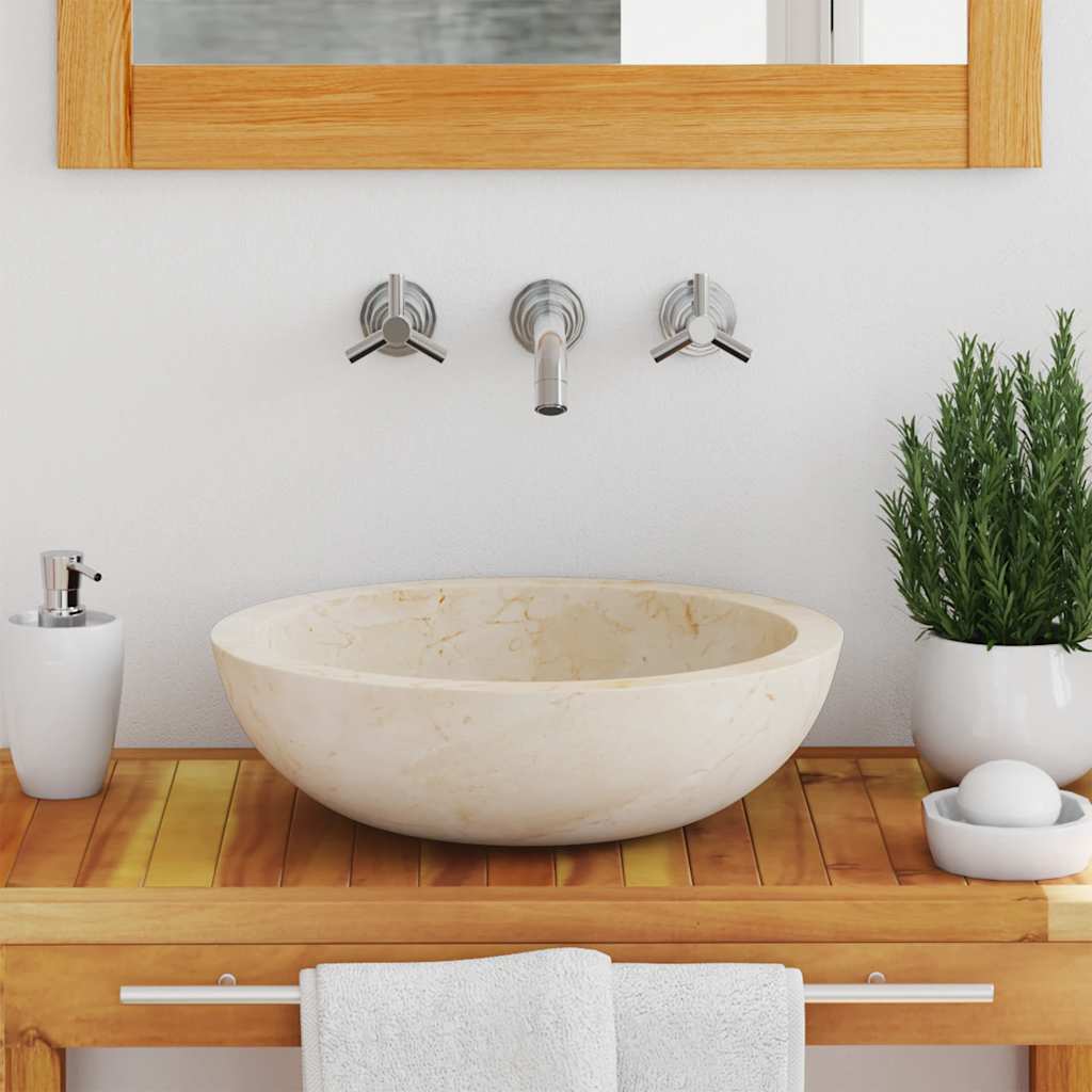 vidaXL Sink 40x12 cm Marble Cream