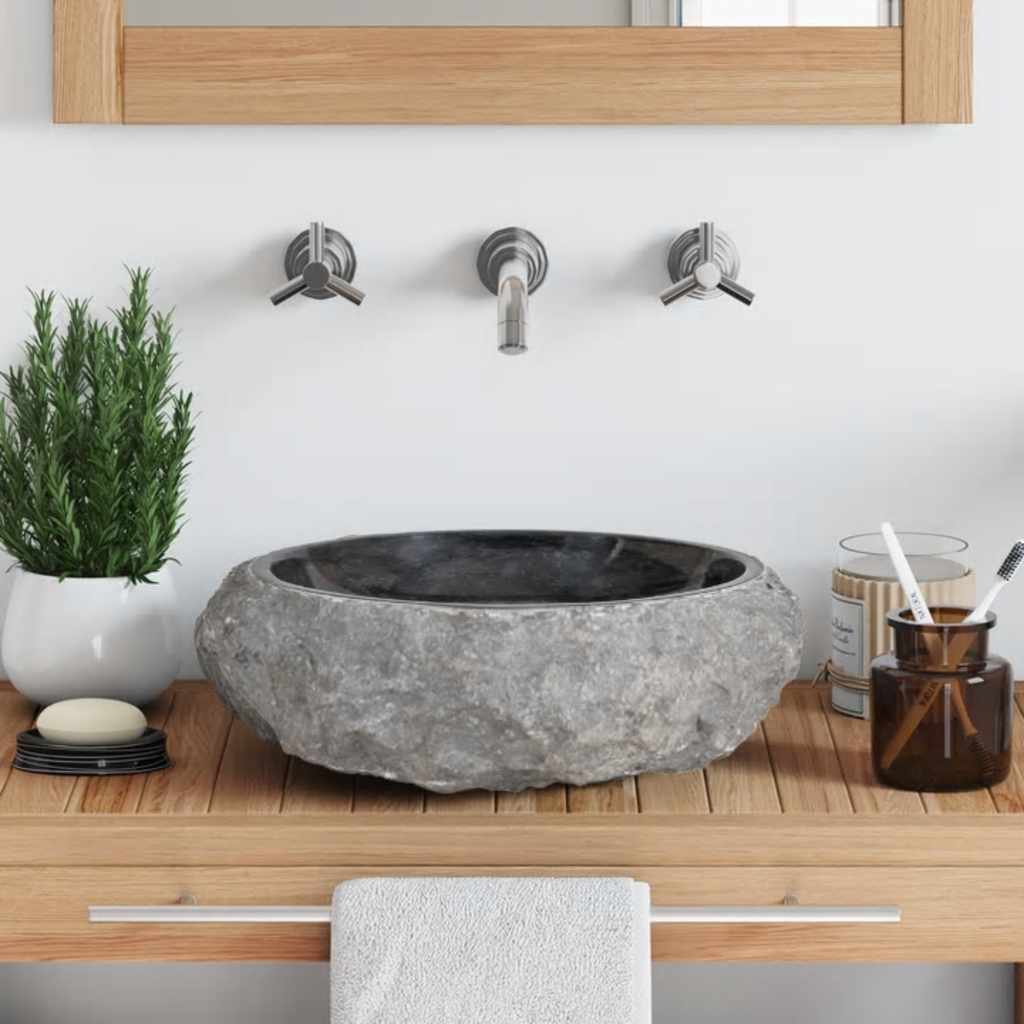 vidaXL Sink 40x12 cm Marble Black