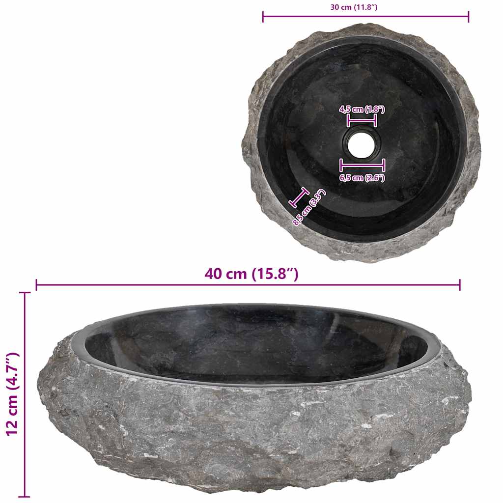 vidaXL Sink 40x12 cm Marble Black