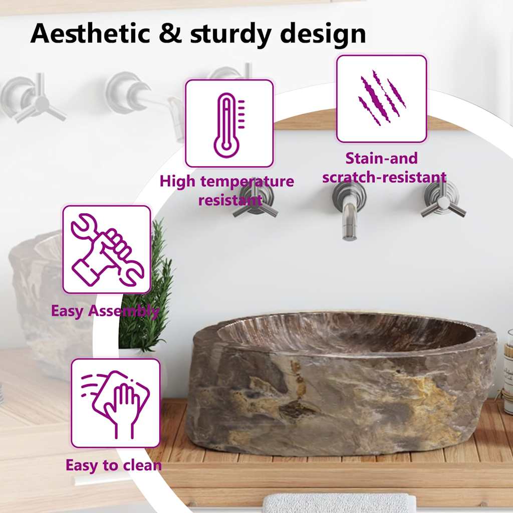 142778 vidaXL Sink 45x35x15 cm Fossil Stone Cream