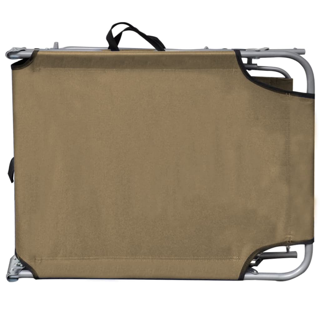 vidaXL Folding Sun Lounger with Canopy Steel Taupe