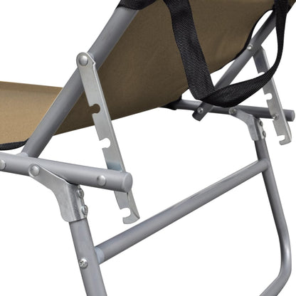 vidaXL Folding Sun Lounger with Canopy Steel Taupe