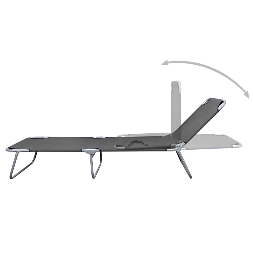 vidaXL Sunlounger | Grey | Powder-coated steel | 189 x 58 x 27 cm | Foldable