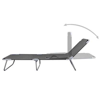 vidaXL Sunlounger | Grey | Powder-coated steel | 189 x 58 x 27 cm | Foldable